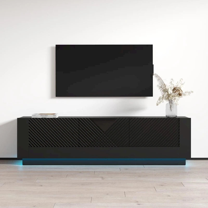 Mueble de TV para televisores de hasta 80 pulgadas – Centro de entretenimiento de alto brillo