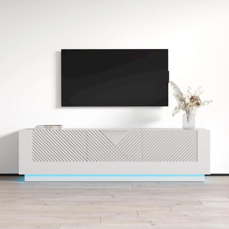 Mueble de TV para televisores de hasta 80 pulgadas – Centro de entretenimiento de alto brillo