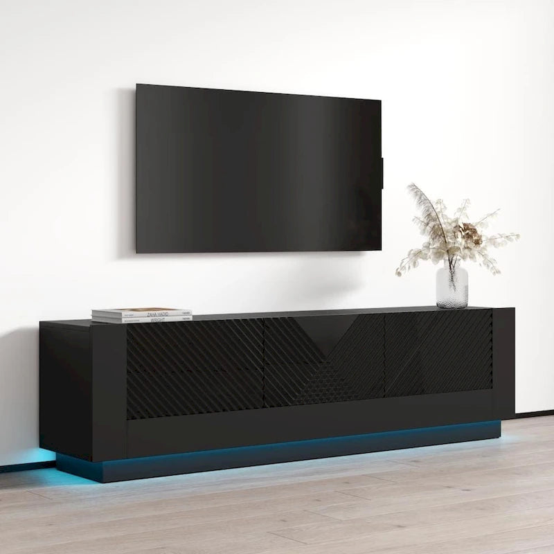 Mueble de TV para televisores de hasta 80 pulgadas – Centro de entretenimiento de alto brillo