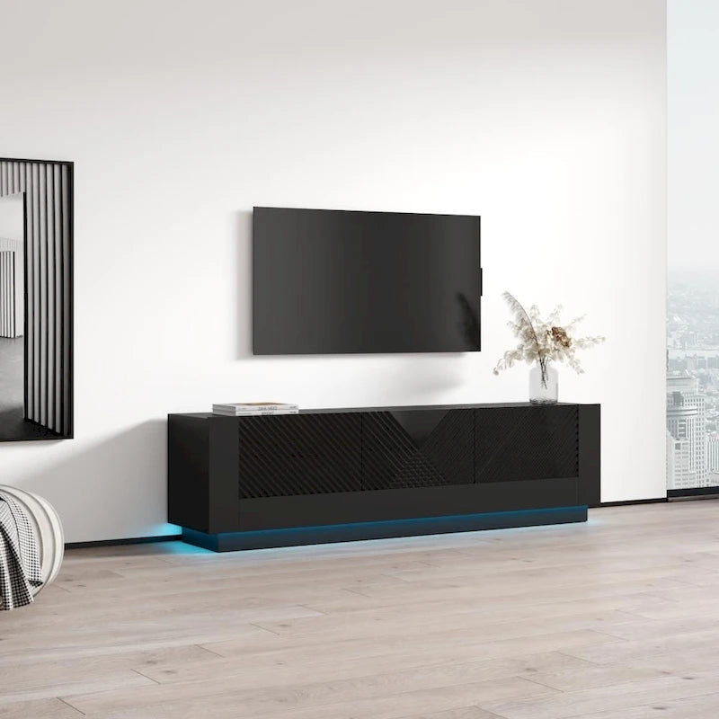 Mueble de TV para televisores de hasta 80 pulgadas – Centro de entretenimiento de alto brillo