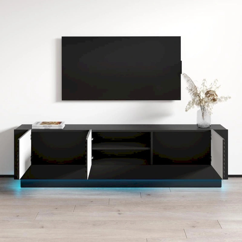 Mueble de TV para televisores de hasta 80 pulgadas – Centro de entretenimiento de alto brillo