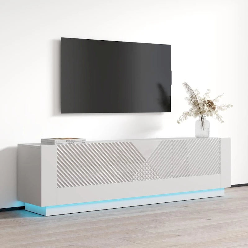 Mueble de TV para televisores de hasta 80 pulgadas – Centro de entretenimiento de alto brillo