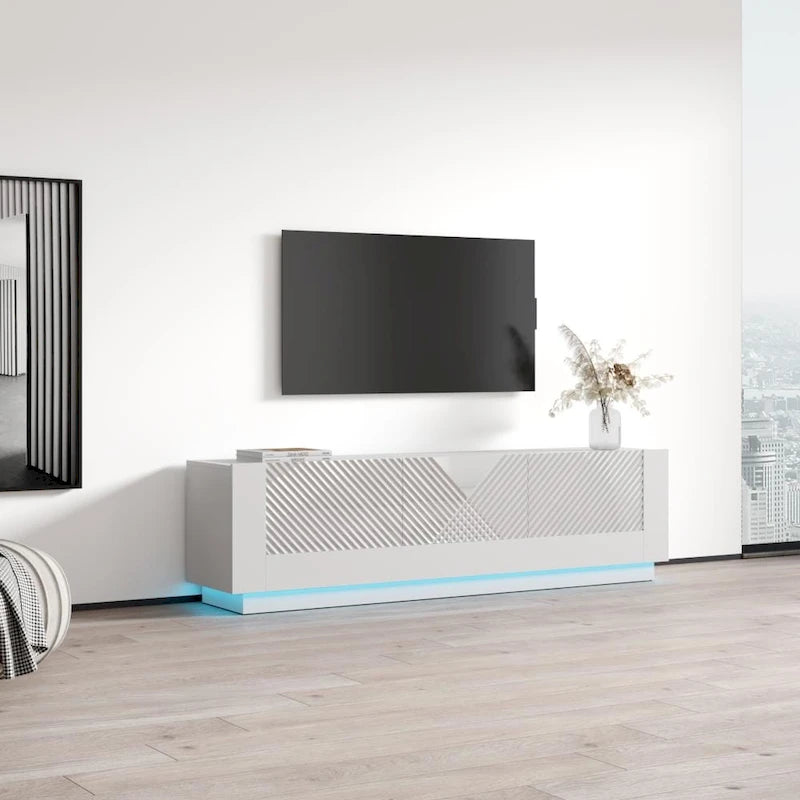 Mueble de TV para televisores de hasta 80 pulgadas – Centro de entretenimiento de alto brillo