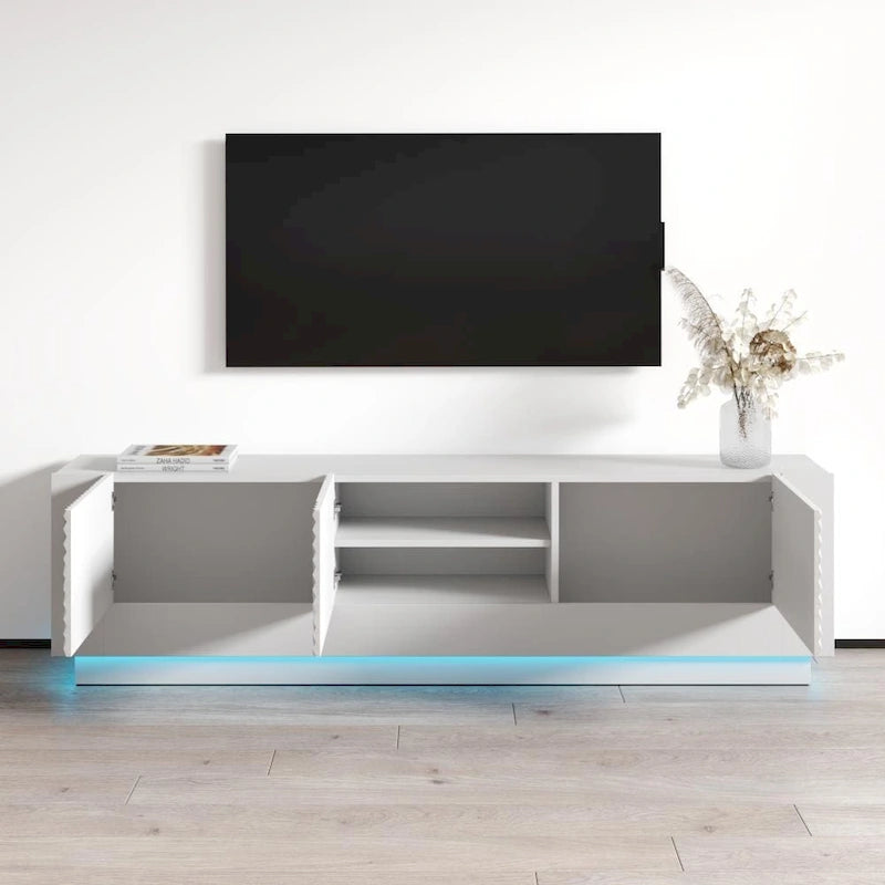Mueble de TV para televisores de hasta 80 pulgadas – Centro de entretenimiento de alto brillo