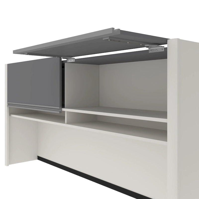 Escritorio en forma de L de 72 pulgadas con credenza y pedestal