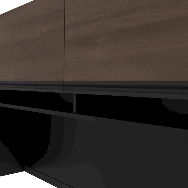 Escritorio en forma de L de 72 pulgadas con credenza y pedestal