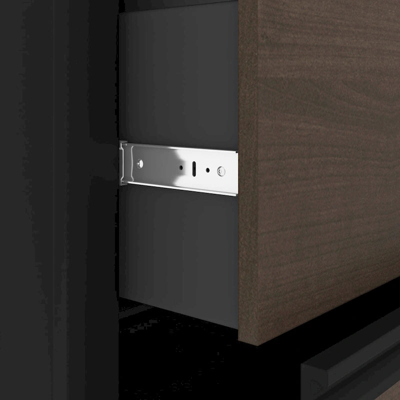 Escritorio en forma de L de 72 pulgadas con credenza y pedestal