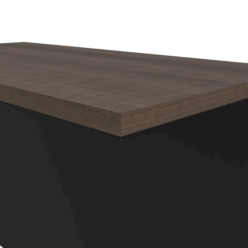 Escritorio en forma de L de 72 pulgadas con credenza y pedestal