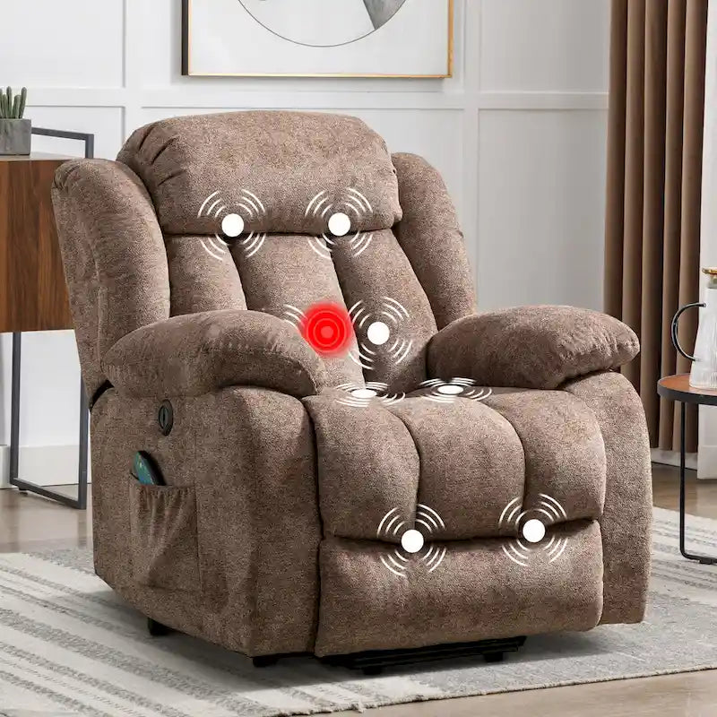 Sillón reclinable con elevador eléctrico asistido y masaje para personas mayores