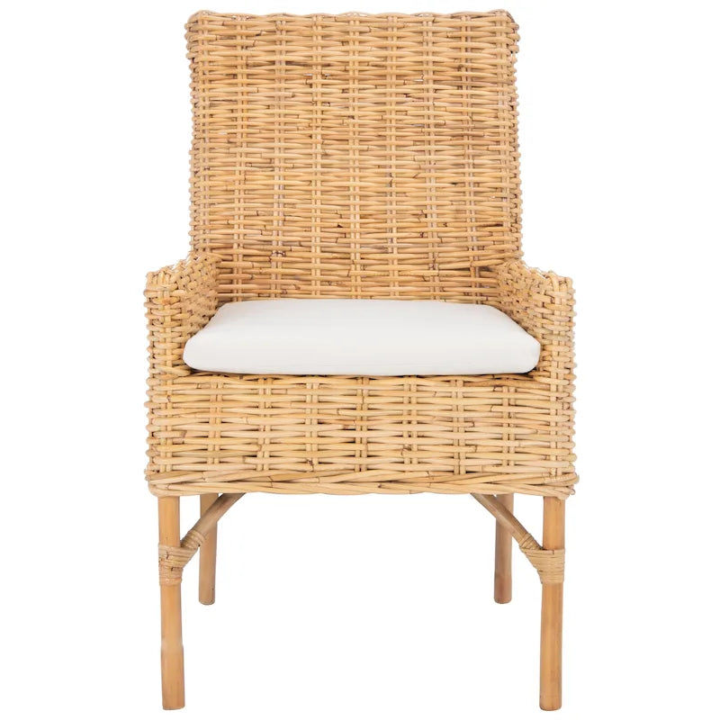 Sillón decorativo de ratán costero con cojín