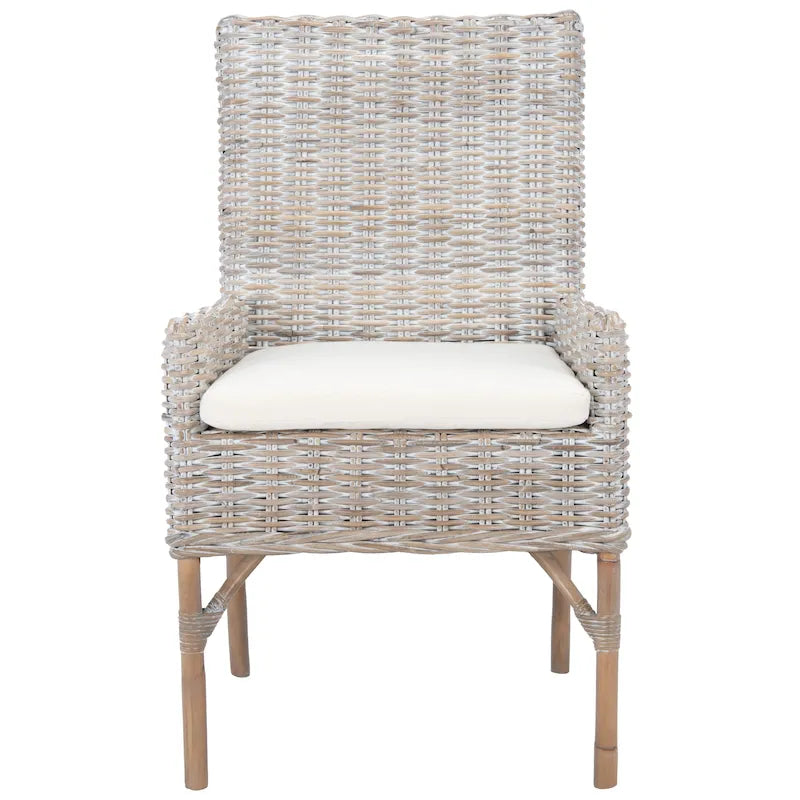 Sillón decorativo de ratán costero con cojín