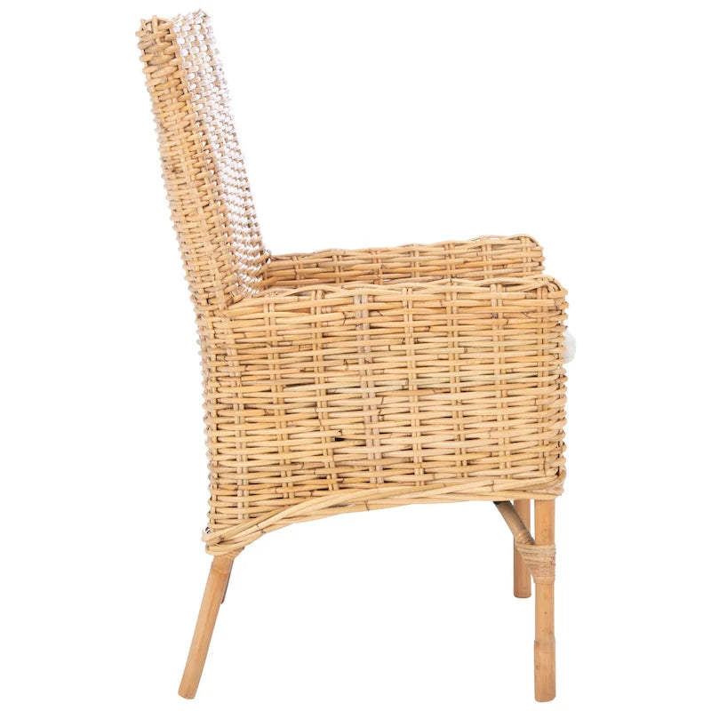 Sillón decorativo de ratán costero con cojín