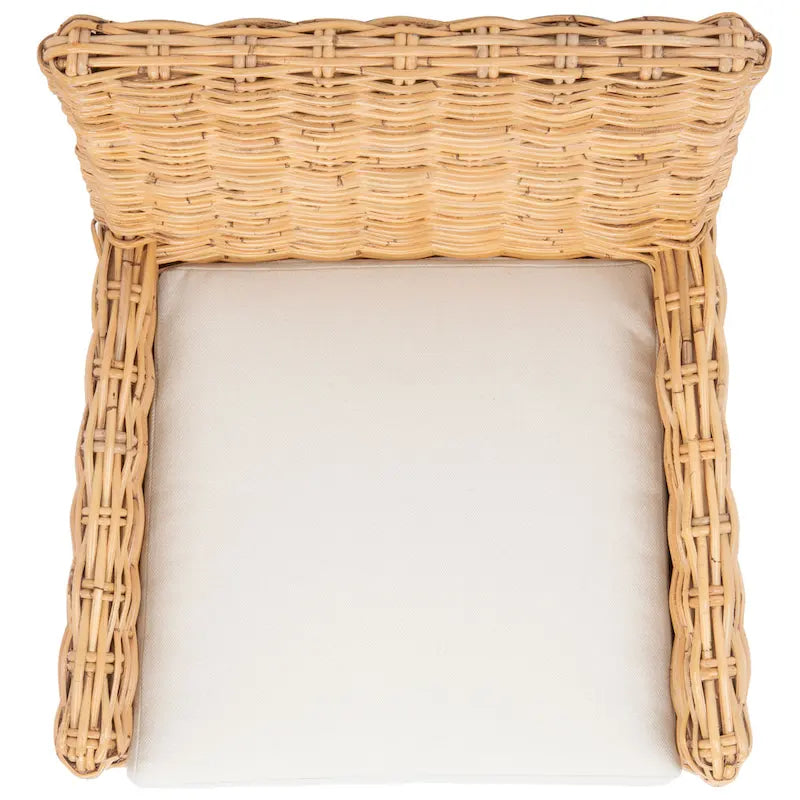 Sillón decorativo de ratán costero con cojín