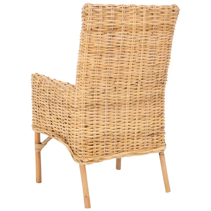 Sillón decorativo de ratán costero con cojín
