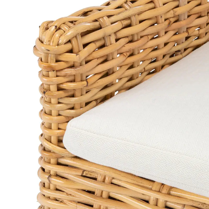 Sillón decorativo de ratán costero con cojín