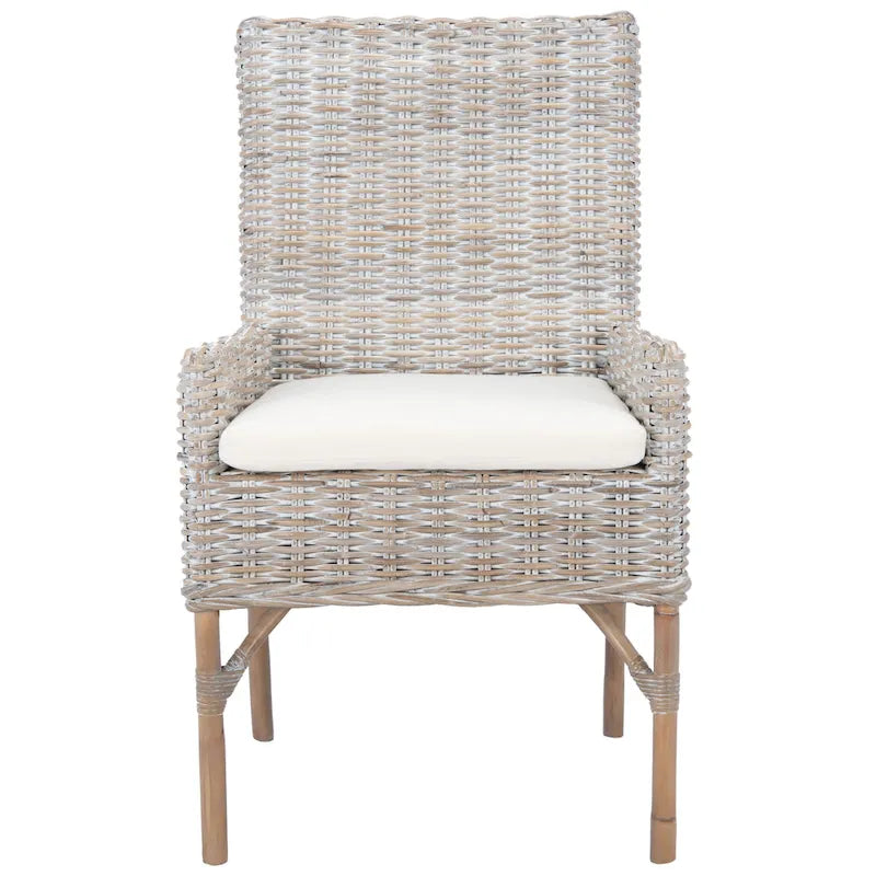 Sillón decorativo de ratán costero con cojín