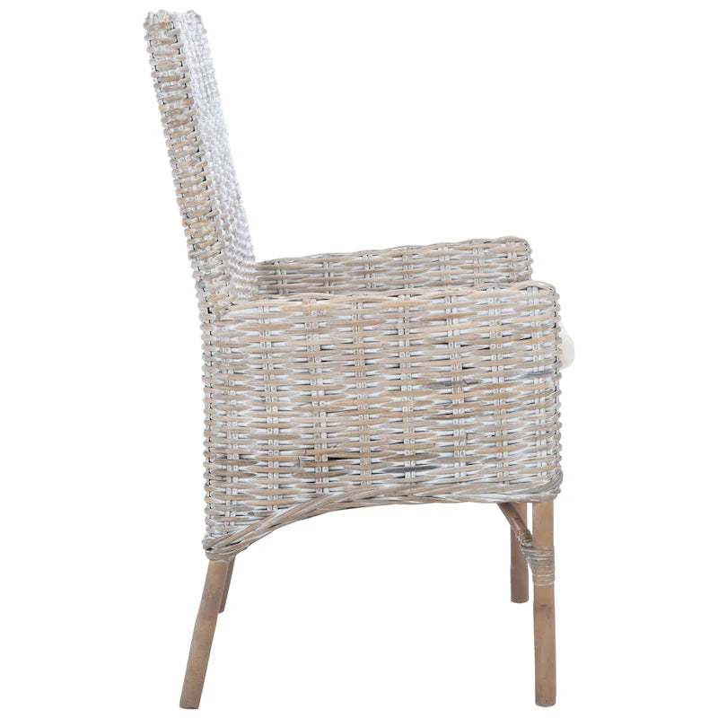 Sillón decorativo de ratán costero con cojín