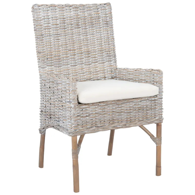 Sillón decorativo de ratán costero con cojín