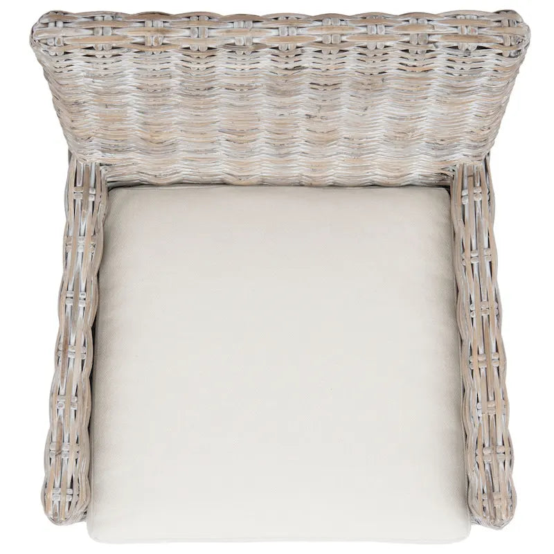 Sillón decorativo de ratán costero con cojín