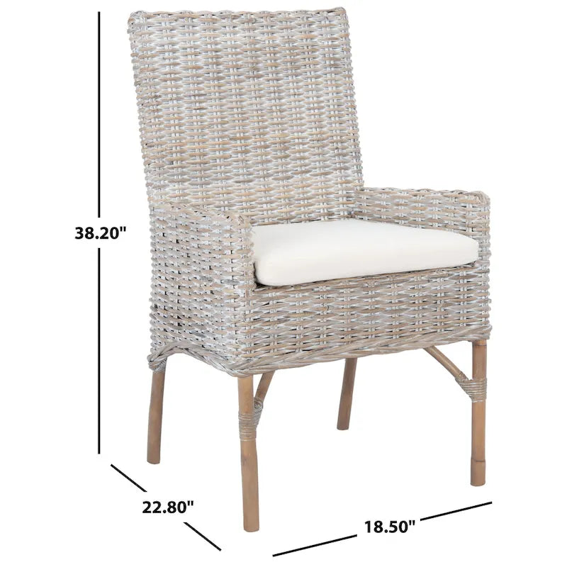 Sillón decorativo de ratán costero con cojín