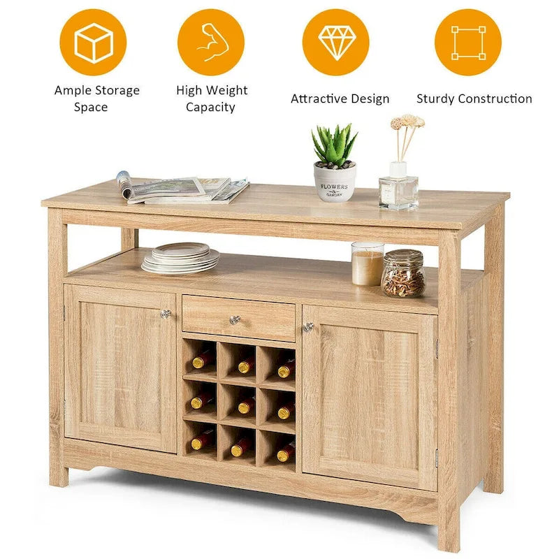Vinoteca gris con cajones y estantes de almacenamiento