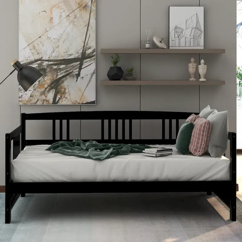 Sofá cama individual de madera maciza con espacio de almacenamiento
