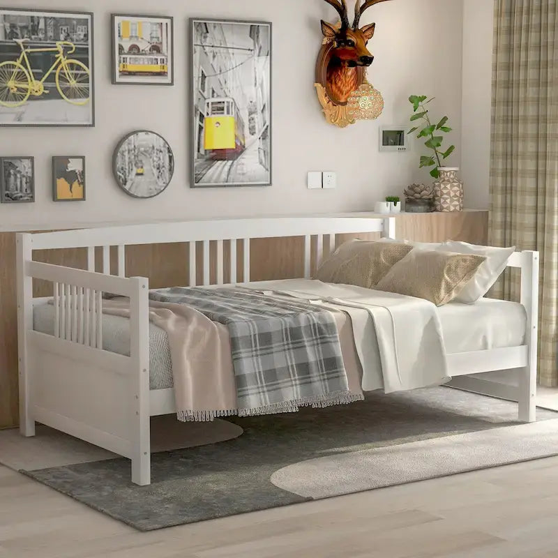 Sofá cama individual de madera maciza con espacio de almacenamiento