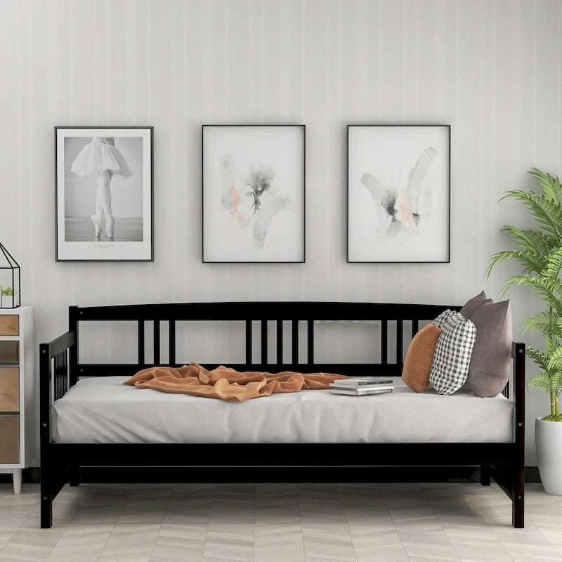 Sofá cama individual de madera maciza con espacio de almacenamiento