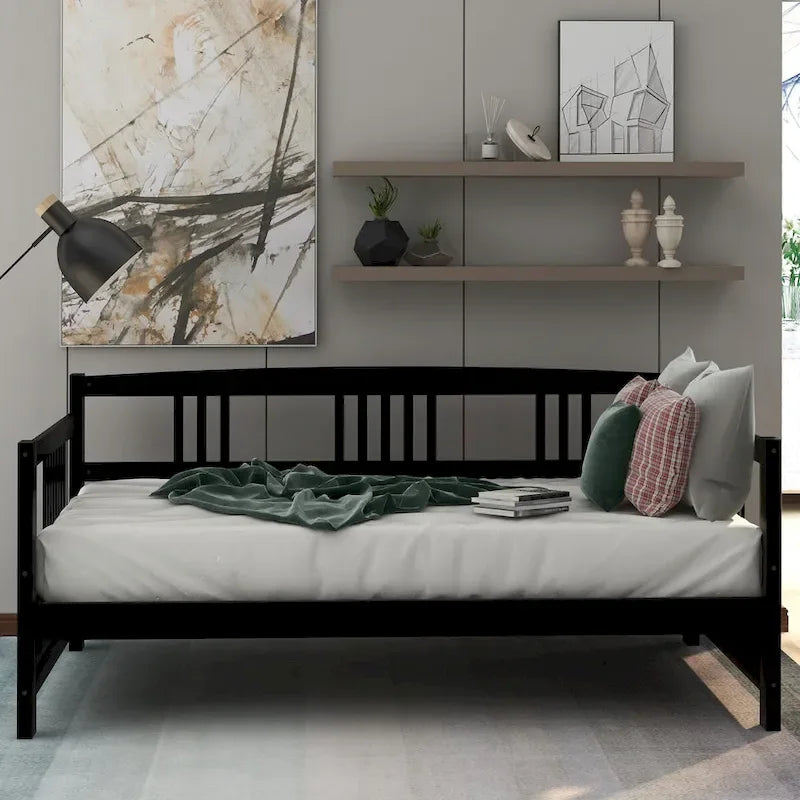 Sofá cama individual de madera maciza con espacio de almacenamiento