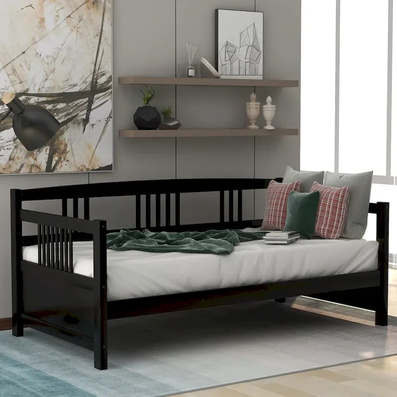 Sofá cama individual de madera maciza con espacio de almacenamiento