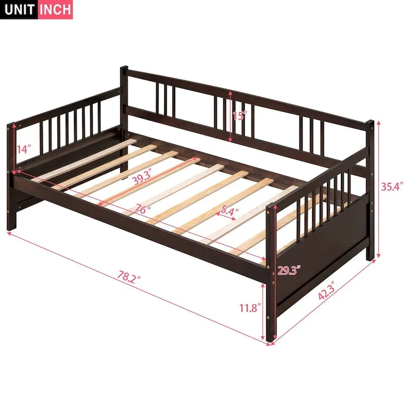 Sofá cama individual de madera maciza con espacio de almacenamiento