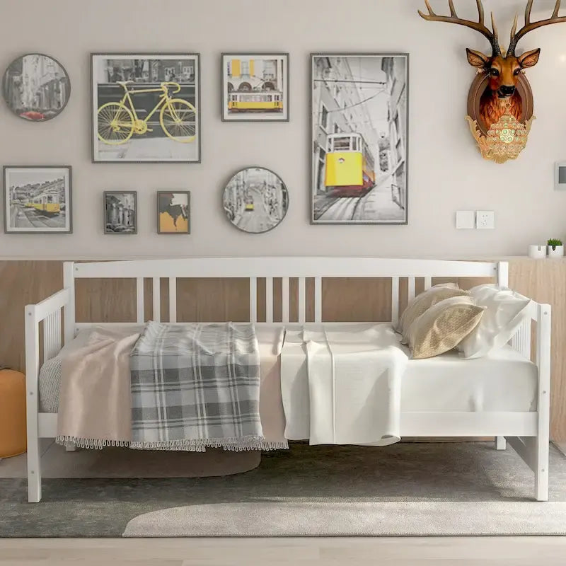 Sofá cama individual de madera maciza con espacio de almacenamiento
