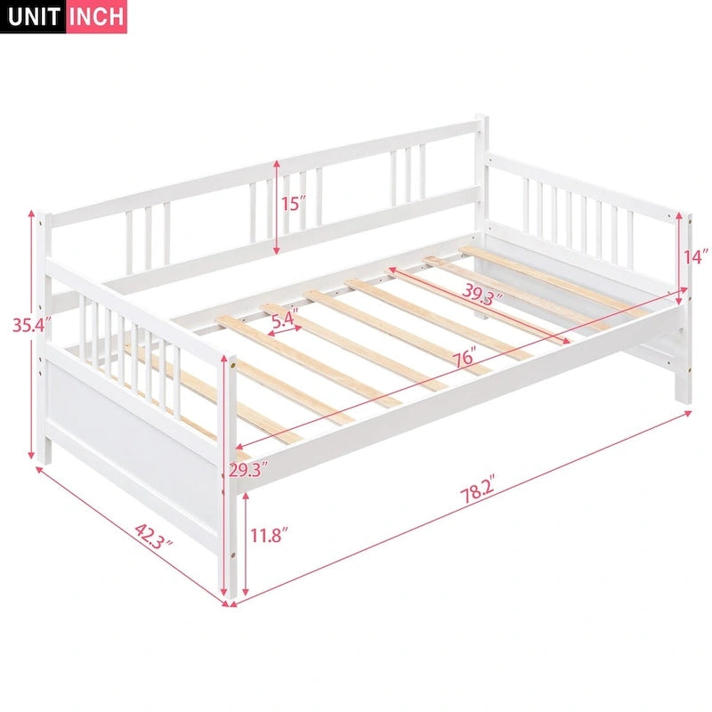 Sofá cama individual de madera maciza con espacio de almacenamiento