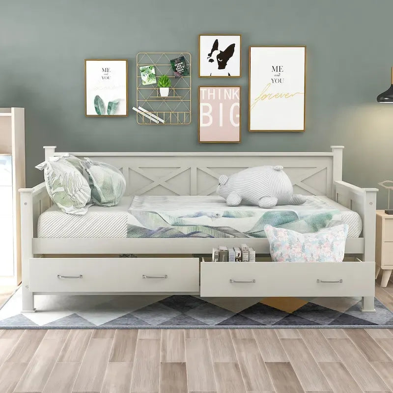 Twin Size Wooden Modern and Rustic Casual Style Daybed
