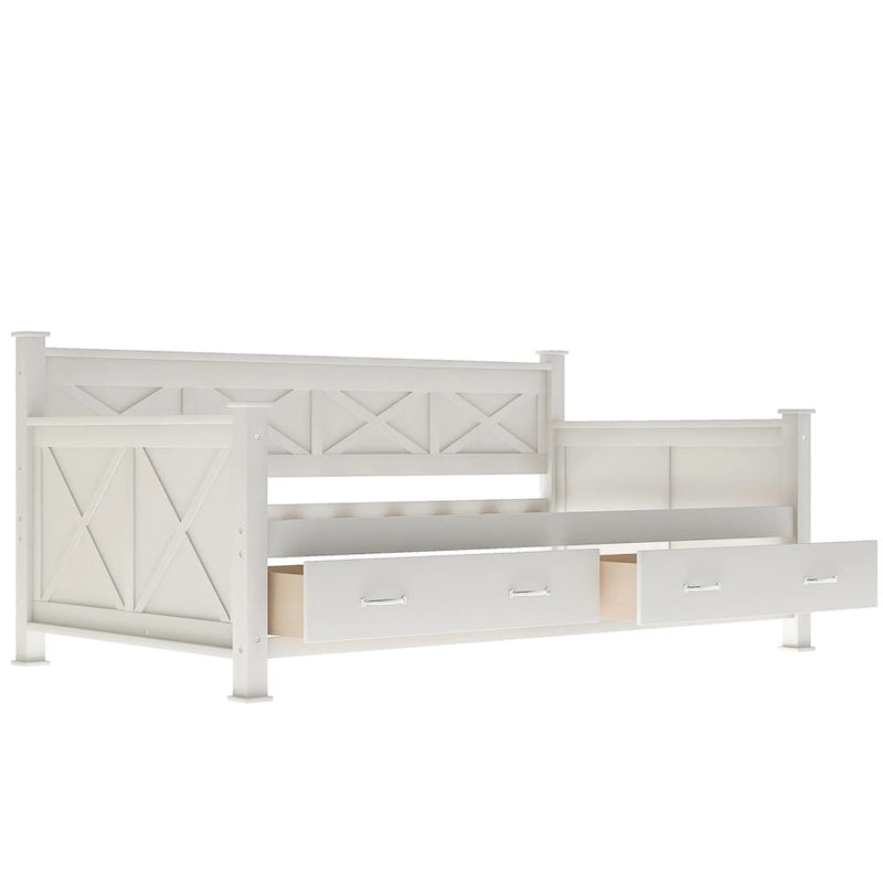 Sofá cama individual con 2 cajones de almacenamiento y soporte de láminas de madera
