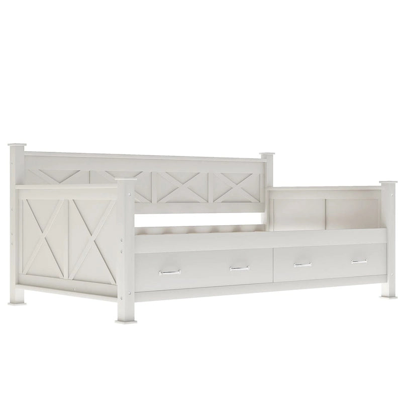 Sofá cama individual con 2 cajones de almacenamiento y soporte de láminas de madera