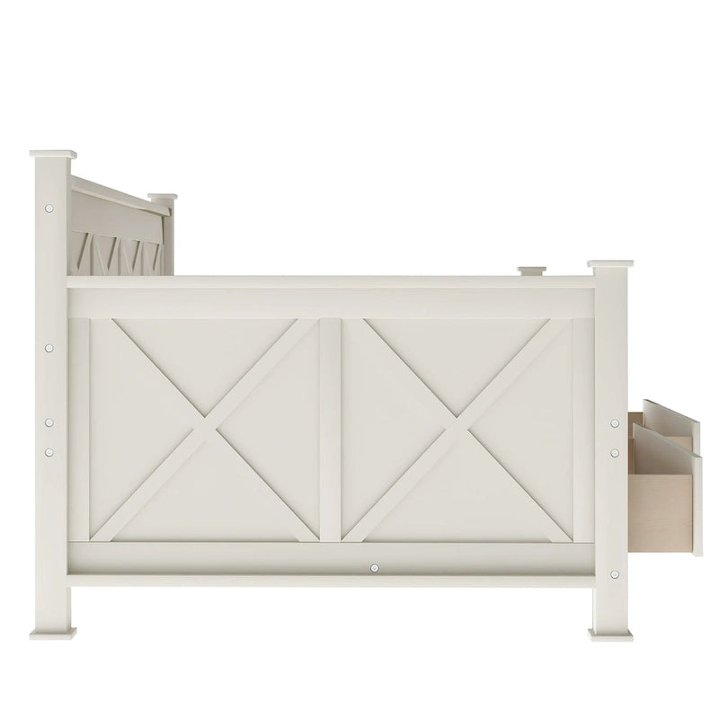 Sofá cama individual con 2 cajones de almacenamiento y soporte de láminas de madera