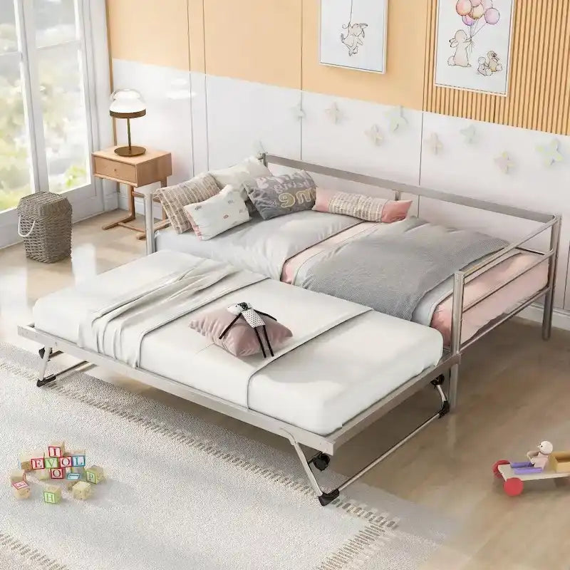 Cama Nido de Metal Individual con Colchón Elevable