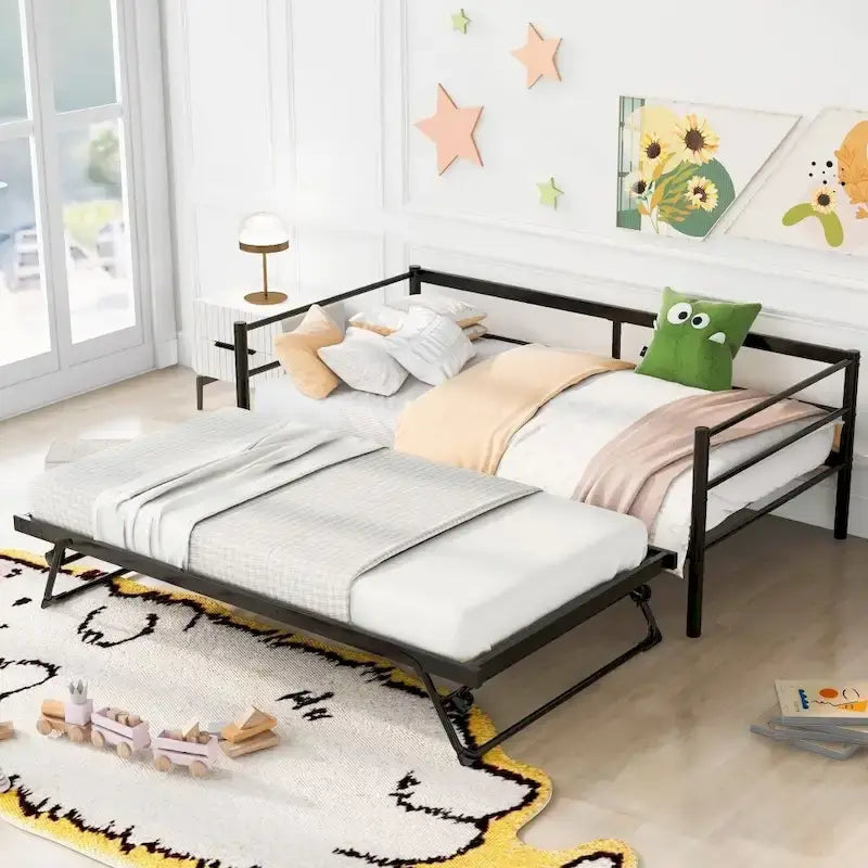 Cama Nido de Metal Individual con Colchón Elevable