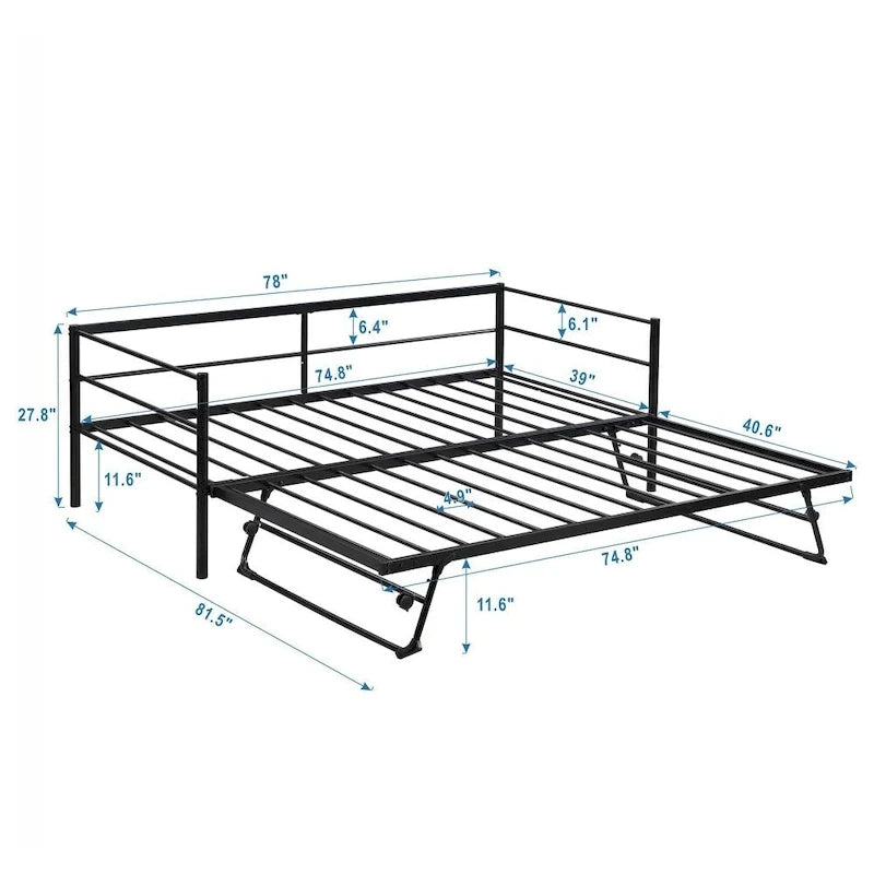 Cama Nido de Metal Individual con Colchón Elevable