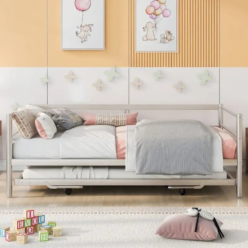 Cama Nido de Metal Individual con Colchón Elevable
