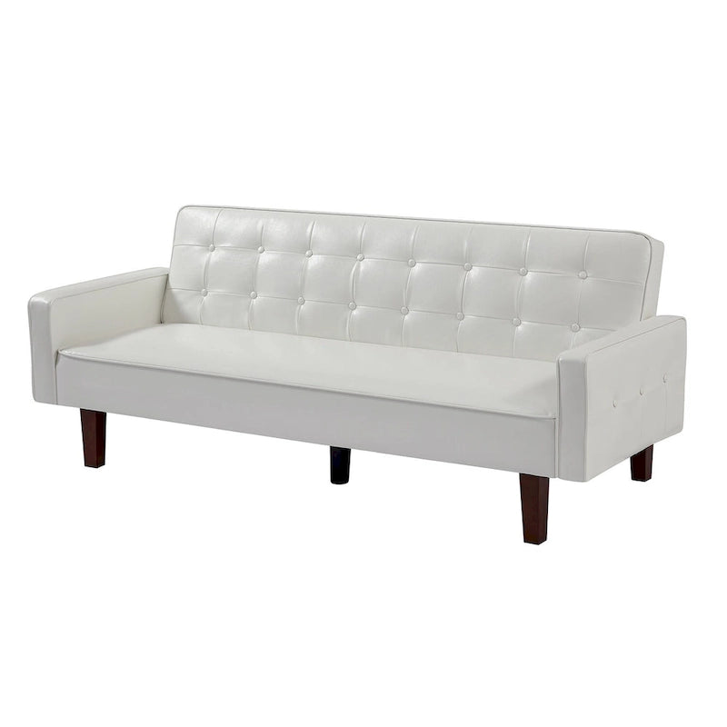 Sofá Cama Convertible de Polipiel de 74.4" con Respaldo Ajustable, 3 Plazas