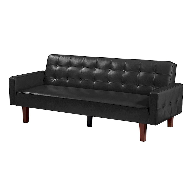 Sofá Cama Convertible de Polipiel de 74.4" con Respaldo Ajustable, 3 Plazas
