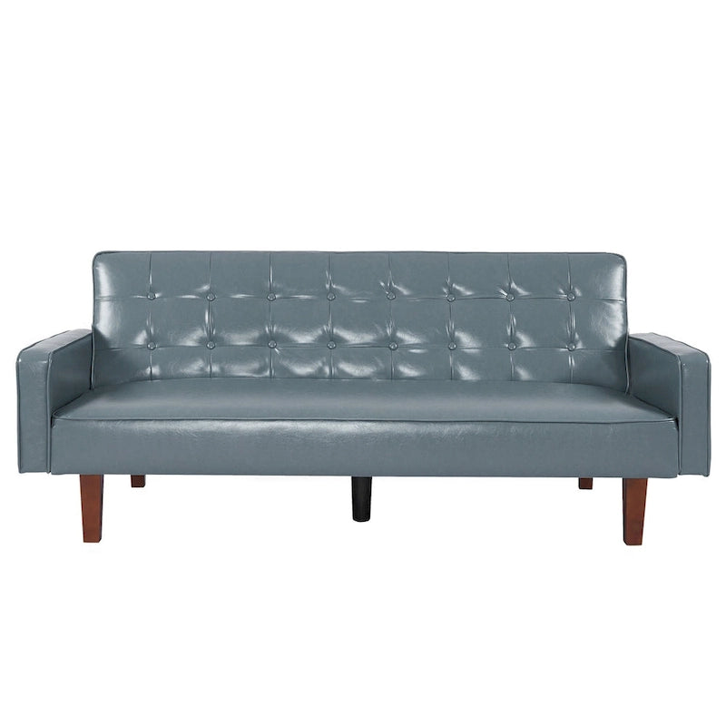 Sofá Cama Convertible de Polipiel de 74.4" con Respaldo Ajustable, 3 Plazas