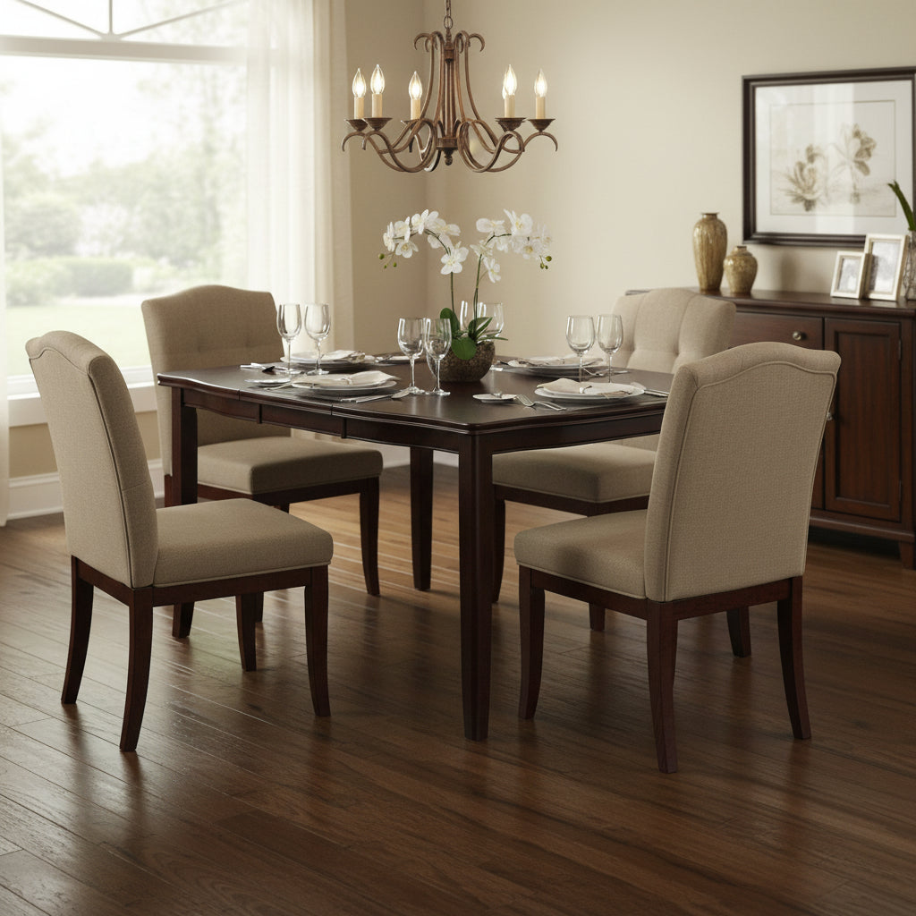 Red 52 Inch Dining High Table with 2 Extendable Butterfly Leafs, Brown Wood