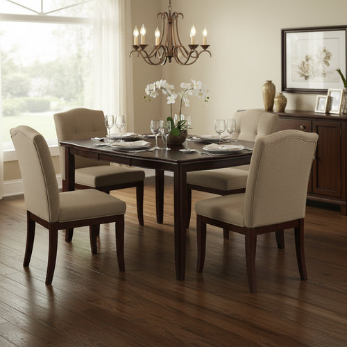 Red 52 Inch Dining High Table with 2 Extendable Butterfly Leafs, Brown Wood