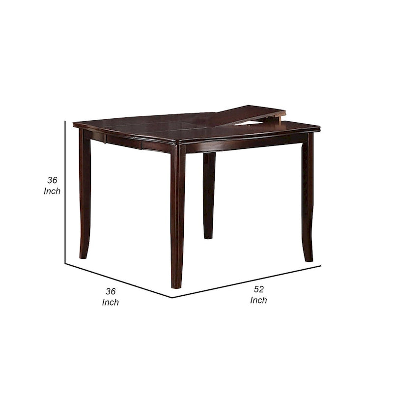 Mesa alta de comedor extensible de 52 pulgadas, madera marrón