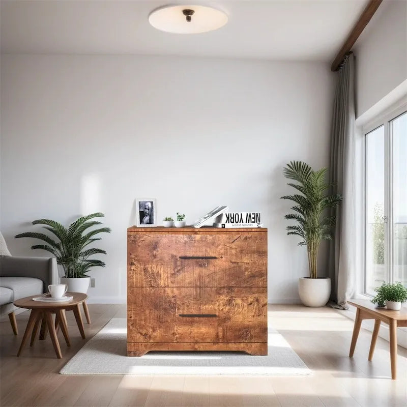 Archivador de 2 cajones con soporte para impresora