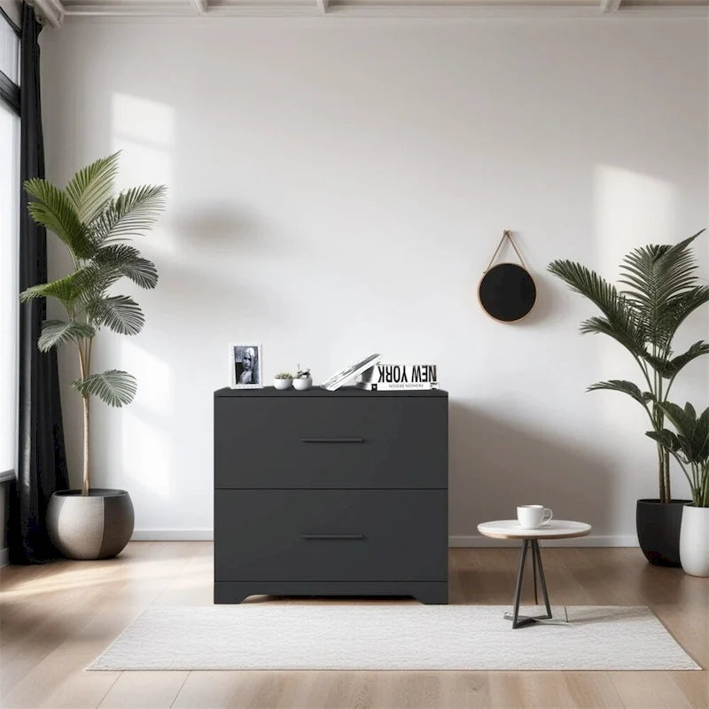 Archivador de 2 cajones con soporte para impresora