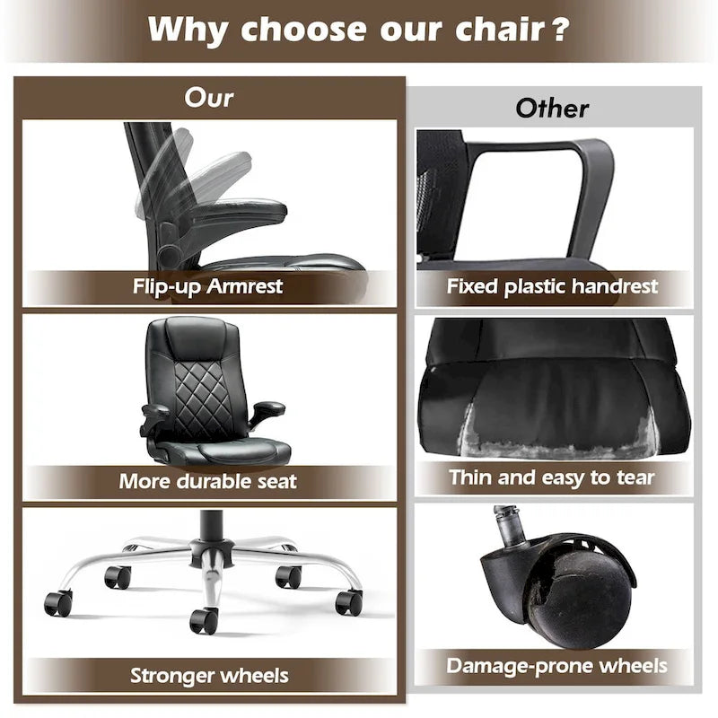 Silla de oficina ergonómica con brazos abatibles